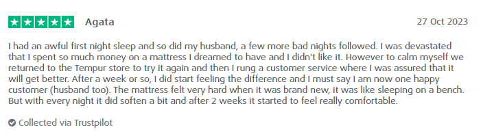 customer experience tempur mattress